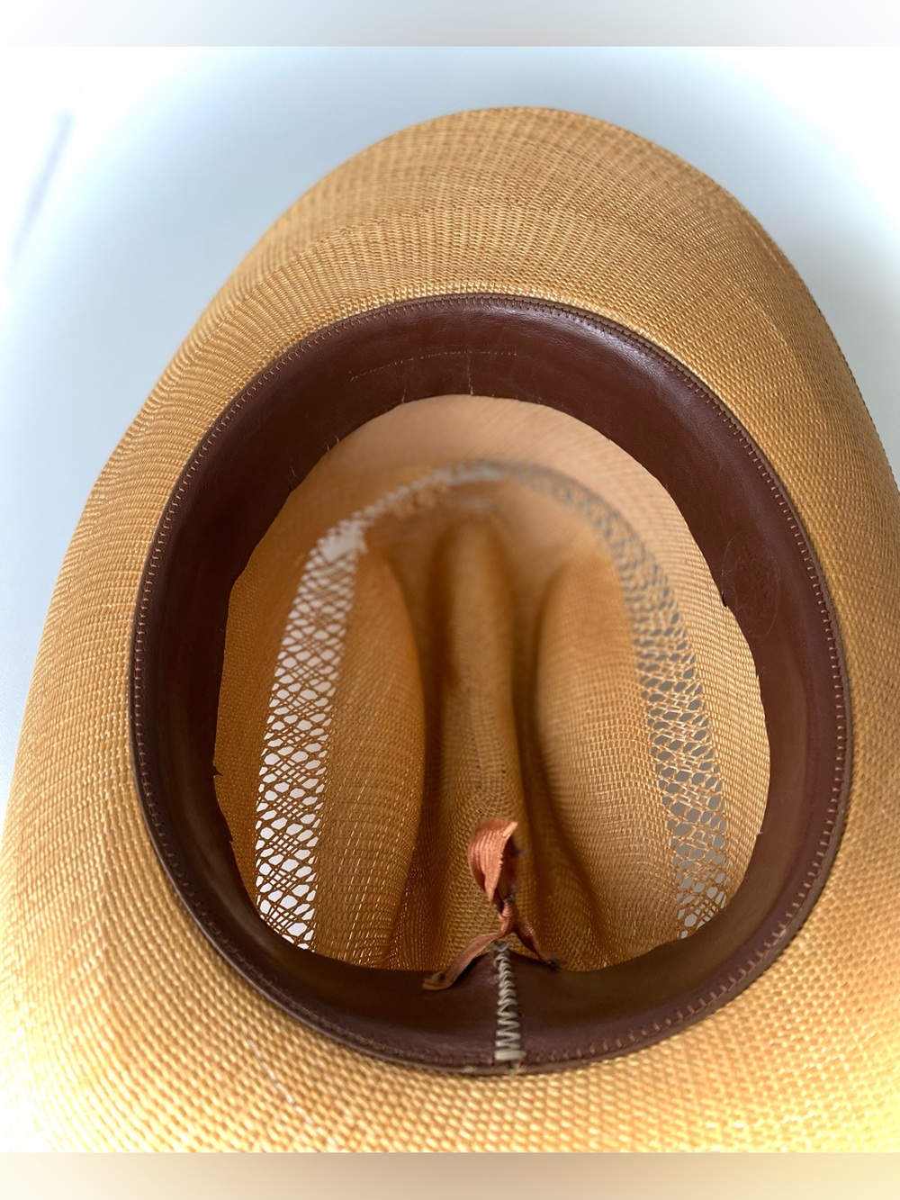 Vintage Stetson Tan Straw Western Hat with Distressed Ventilated Crown - Picture 6 of 11
